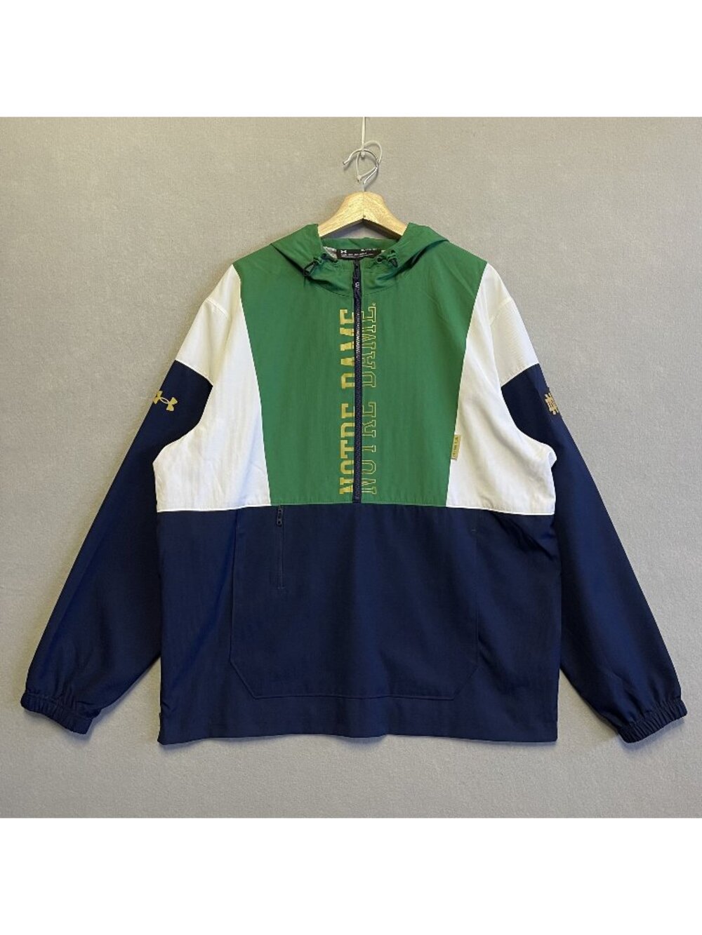 Under Armour Notre Dame Fighting Irish Colorblock Jacket Navy Green White XL
